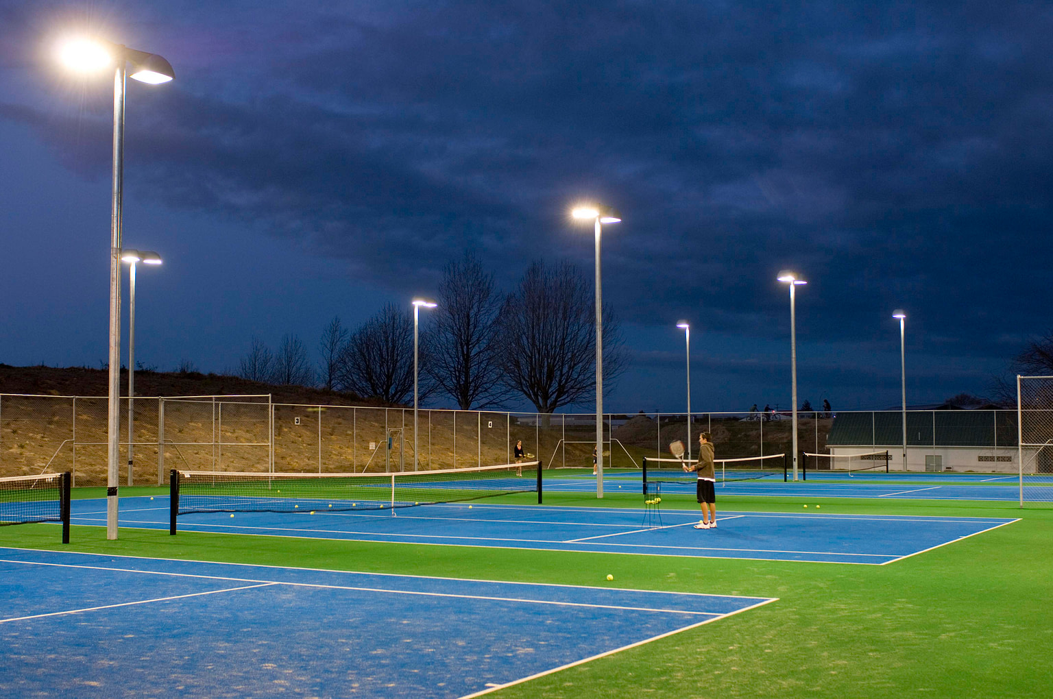 Te Puke Tennis Club lit at night with HID lighting